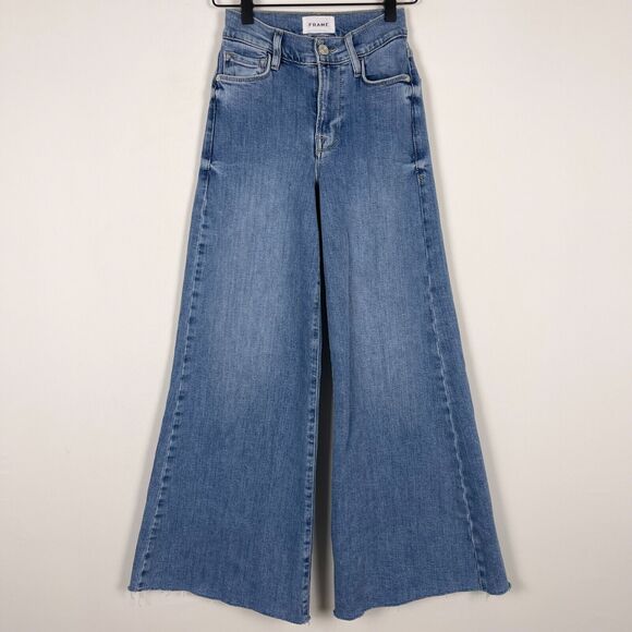 Frame Denim Denim - Frame Le Palazzo Crop Jeans Size 24 Flare Jonah Wide Leg Denim Jeans Raw Hems
